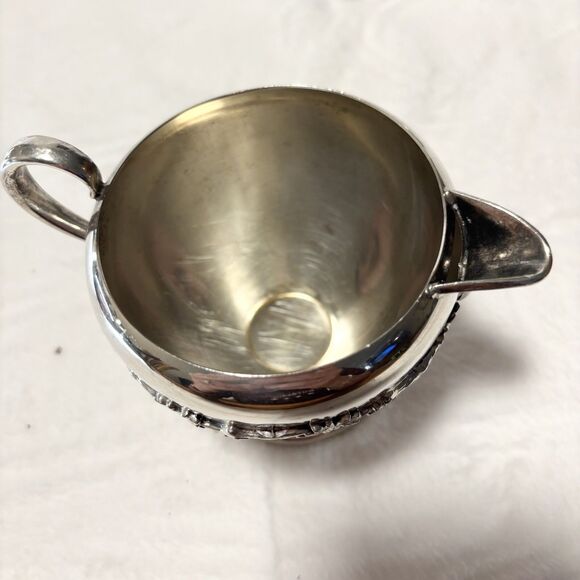 Vintage Ornate Silver Plate Creamer & Sugar Lot – Viking, WM Rogers, Mixed - Picture 7 of 16
